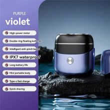 Elektrorasierer, Tragbarer Rotierender Rasierer, Bartrasierer im Taschenformat mit Magnetischem Rasierkopf für Männer, Violett