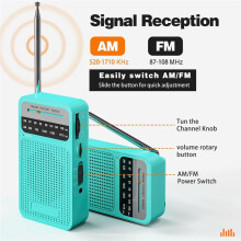 AM FM Taschenradio, Transistorradio mit Lautsprecher, Kopfhöreranschluss, Tragbares Radio für Den Innen- und Außenbereich Grün