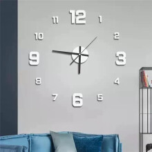 Moderne Rahmenlose DIY-Wanduhr, Große 3D-Zahlen, Wanduhr für Home-Office-Dekorationen, Wanddekoration, Kunst, Silber