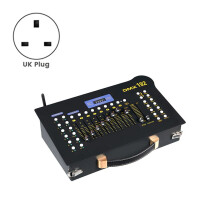 Kabellose DMX 512-Konsole, 192-Kanal-Lichtsteuerung mit Ladegerät für Live-Konzerte, KTV, DJs, Clubs, UK-Stecker