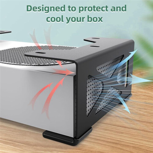Adjustable Secure Rack Gaming Console Organizers Under Desk Desktop PC Bracket Storage Holder for Game Systems 2