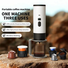 Kabellose, Elektrische, Tragbare Espressomaschine für Auto und Zuhause, Camping, Kaffeemaschine, Kapsel, Pulver, Reise