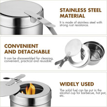 10er-Pack Brennstoffhalter Aus Edelstahl, Chafing-Brennstoffhalter mit Abdeckung, Brennstoffhalter für Chafing Dish und Buffet, Grill