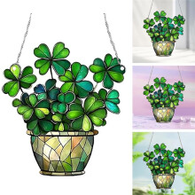 St. Patrick'S Day Zubehör Vierblättriges Kleeblatt Dekoration Fenster Sonnenfänger Viel Glück Geschenk Fensterbehang
