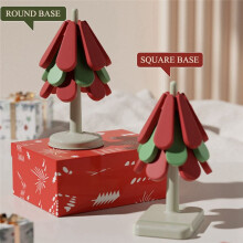 Verbrühungssichere Tischunterlage mit Weihnachtsbaum-Motiv, Faltbares Geschirr-Isolierpad, Silikon-Untersetzer mit Runder Basis