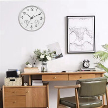 Dekorative Runde Außenuhr mit Thermometer und Hygrometer Große Wanduhr Elegante Retro-Lautlose Uhr