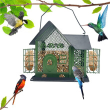 Kolibri-Futterspender, Vogelhäuschen - Automatisches Doppel-Vogelhäuschen Aus Metall, Dekoration für Den Außenbereich, Weiß