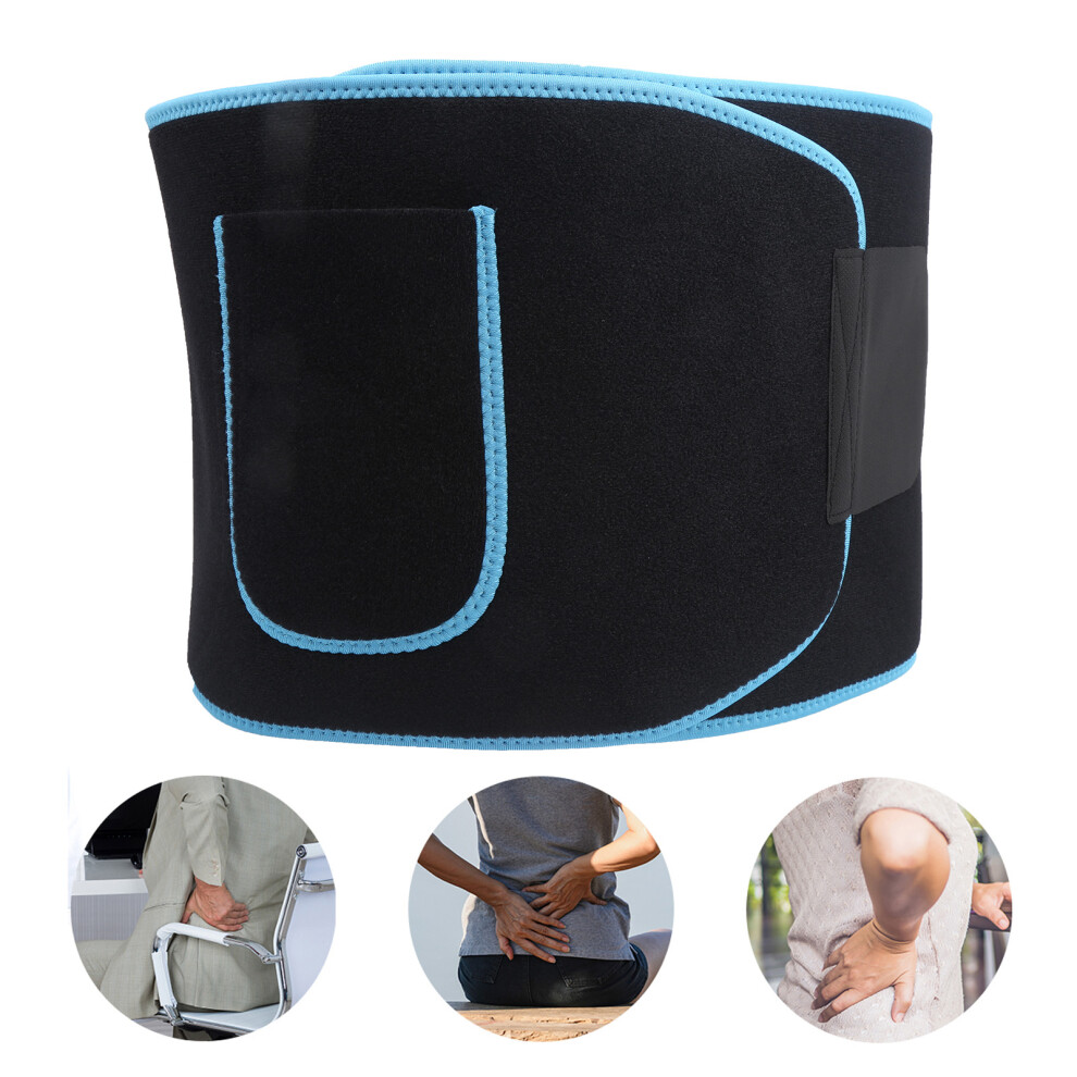 Elastic Waist Support Belt 124x23cm Adjustable Fitness Body Brace Black Blue