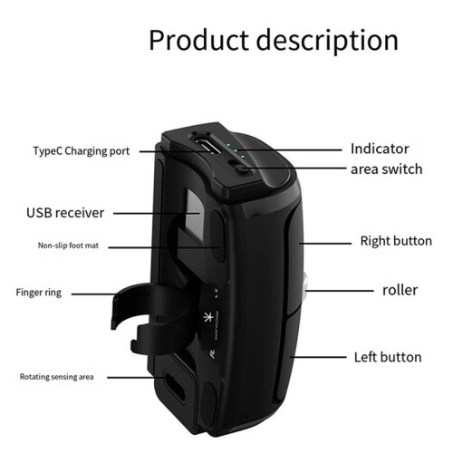 2.4G Wireless Finger Mouse 1000DPI Ring Mouse Horizontal and Vertical Use Perfect for PC Laptop Computer 2