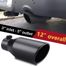 Auspuffspitze 3-Zoll-Einlass 5-Zoll-Auslass 12-Zoll-GesamtläNge Schraube Am Schwarzen Auspuffendrohr Aus Edelstahl