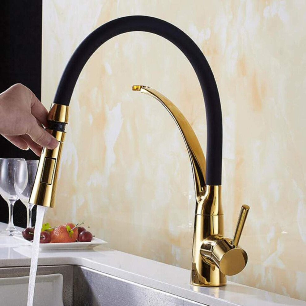 Kitchen Sink Tap Gold Hot And Cold Water Faucet, Single Hole Installation, 360Degree Rotation, 2Function Shower Outlet 9382693249388