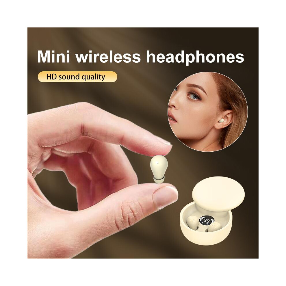 (Khaki) Mini Invisible Headphones Bluetooth 5.4 True Wireless In-Ear Earphones Sport Audio Earbud Audifonos Bluetooth Wireless Headphones 9075781436714