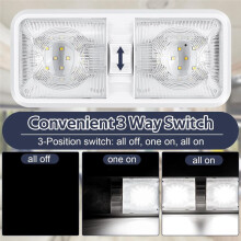 Wohnmobil-Innenbeleuchtung, 12 V, LED, 8 W, Doppelkuppelleuchte, 600 Lumen Helligkeit, Leuchte für Wohnmobil, Anhänger, Boot, Auto