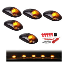 9 LED-Markierungsleuchten für das Fahrerhausdach für LKW, SUV, LED, 12 V, Schwarze Getönte Linse, Bernsteinfarbene Lampe, Auto-Außenleuchten