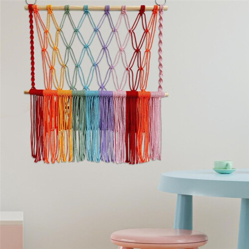 Stuffed Hammock  Space Saving Boho Macrame Wall Hanging Handwoven Plush Toys Holder Net for  Room Decor,B 1