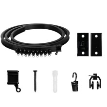 Flexible, Biegbare Vorhangschiene, Decken- und Wandmontage, Schwarze, Gebogene Hochleistungs-Schiebevorhangschiene für Wohnmobile, 2 Meter