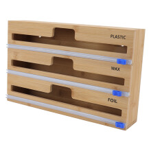 Natural Bamboo Plastic Wrap Dispenser 33.7x21.5x8.7cm