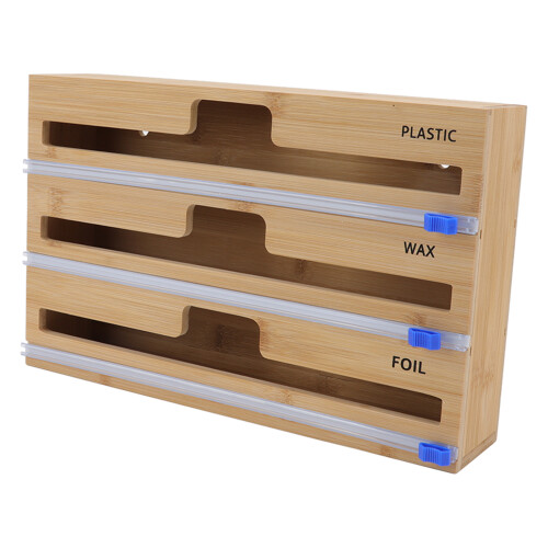 Natural Bamboo Plastic Wrap Dispenser 33.7x21.5x8.7cm