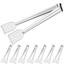 Tongs Serving Buffet Tongs, 8Pcs 7 Inch Salad Tongs Server, 304 Stainless Steel Cooking BBQ Tongs Bread Cake Tongs