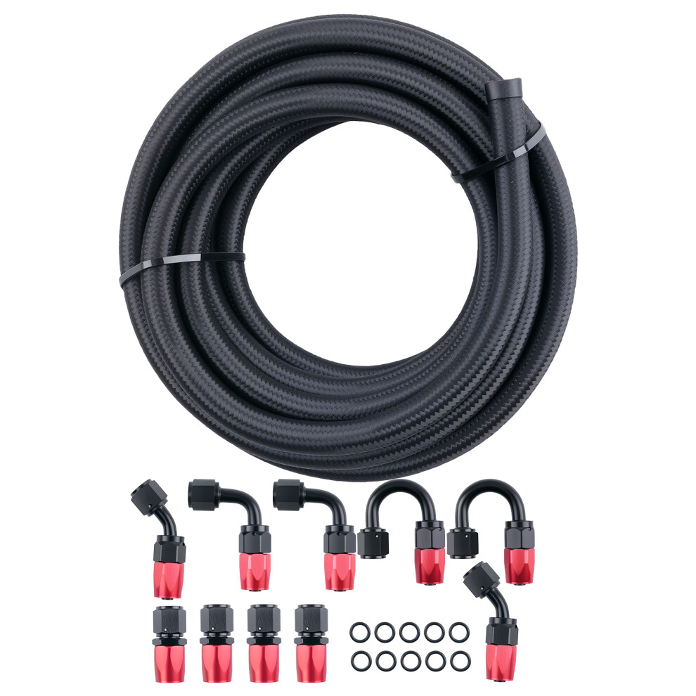 An6 -6An An-6 Fitting Stainless Steel Nylon Braided Oil Fuel Hose Line 16Ft Kit 6941324430132