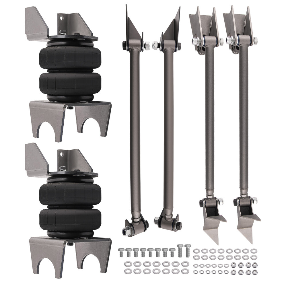 Weld On Triangulated 4 Link 2500 Bags Air Ride Suspension Kit Brackets 24'' Bars Black/Silver 6941324477397