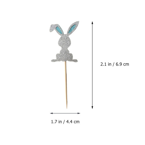 48 pcs Easter Cupcake Topper Rabbit Shape Insert Cards Random 1