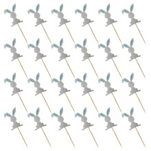 48 pcs Easter Cupcake Topper Rabbit Shape Insert Cards Random