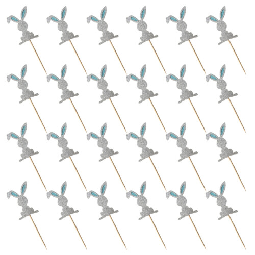 48 pcs Easter Cupcake Topper Rabbit Shape Insert Cards Random