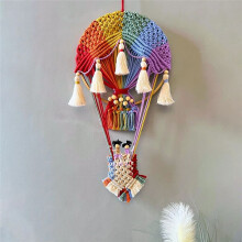 Hete Luchtballon Muur Hangend Handgeweven Tapijt Muur Decor Bohemien Home Decor Kamer Achtergrond Romig Wit
