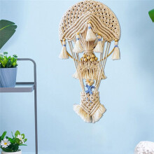 Hot Air Balloon Wall Hanging Hand-Woven Wall Decor Bohemian Home Decor Room Background Creamy White