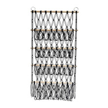 Wandbehang-Organizer, Stofftier-Spielzeugnetz, Hängematte, Kinderzimmer, Plüschtier-Aufbewahrung, Boho-Makramee, Schwarz