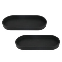 Set di 2 Vassoi da Bagno, Vassoio Decorativo, Vassoio Portaoggetti In Silicone Nero, Piccolo Vassoio per Lavabo, Vasca da Bagno (Ovale)