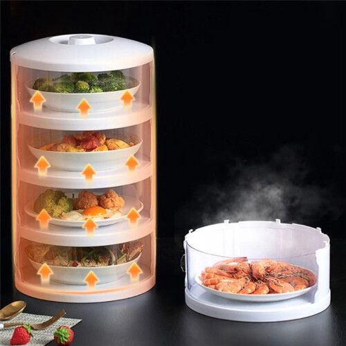 Food Heat Shield, Transparent Stackable Dustproof, Leftovers Food Storage Container Kitchen Organization 2