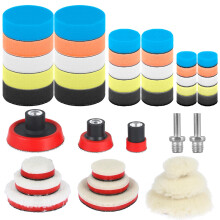 Car Polishing Pad Kit 44pcs 1/2/3 Inch Microfiber Pads M14 Adapters Reusable Black Car Detailing Pads For Cars