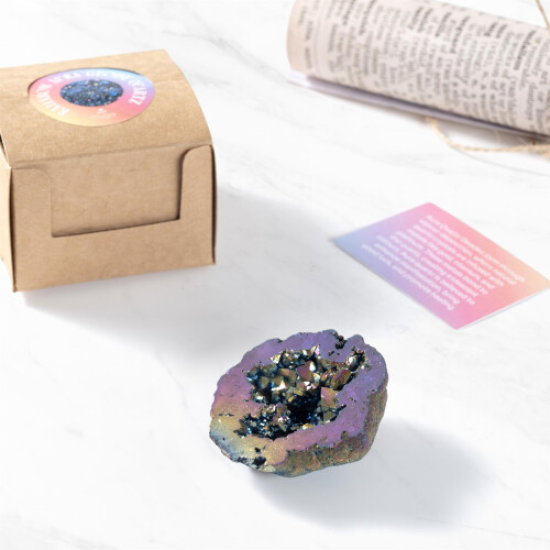 Myga Aura Quartz Crystal Geode - Rainbow 2