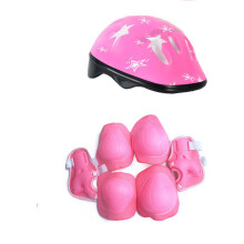 7Pcs Kids Skateboard Protection Set PVC Helmet Knee Elbow Wrist Pink