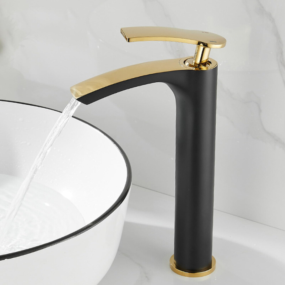 Waterfall Tap Brass Mixer Single Lever Basin Taps Waterfall Spout Bathroom Sink Mixer Hot And Cold Black Gold Finish 9199774988513
