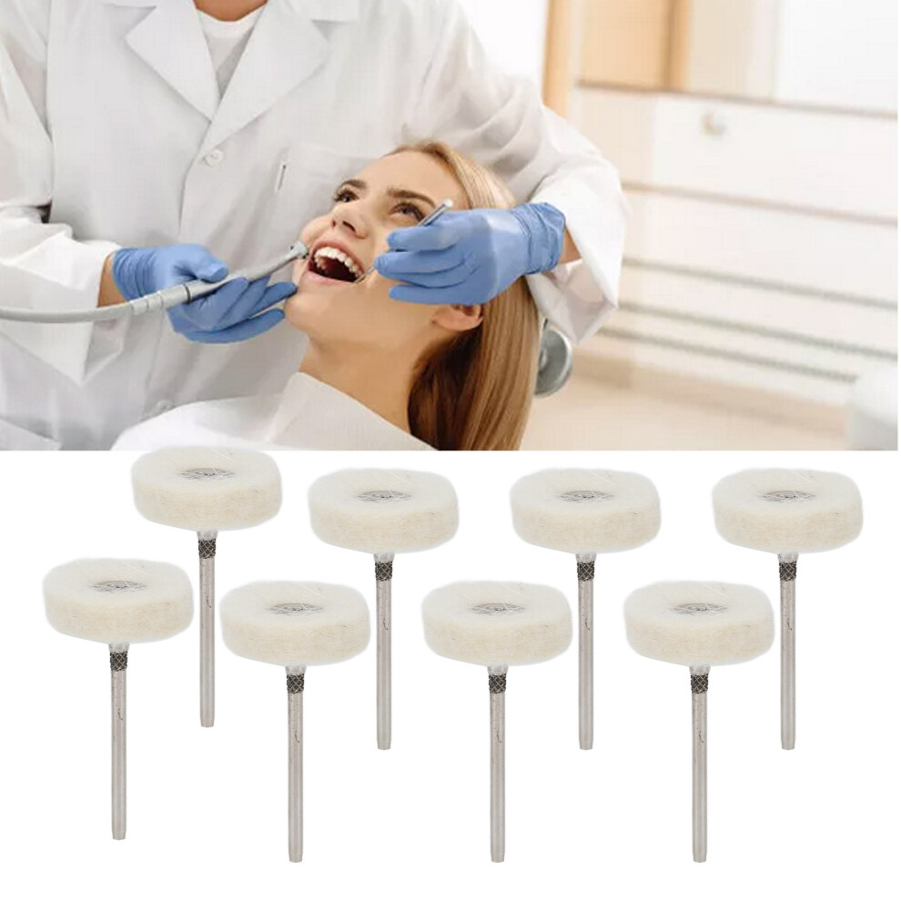 10Pcs Dental Felt Wool Buffing Heads Stainless Steel Mandrel Grinding Wheel 7891375149417
