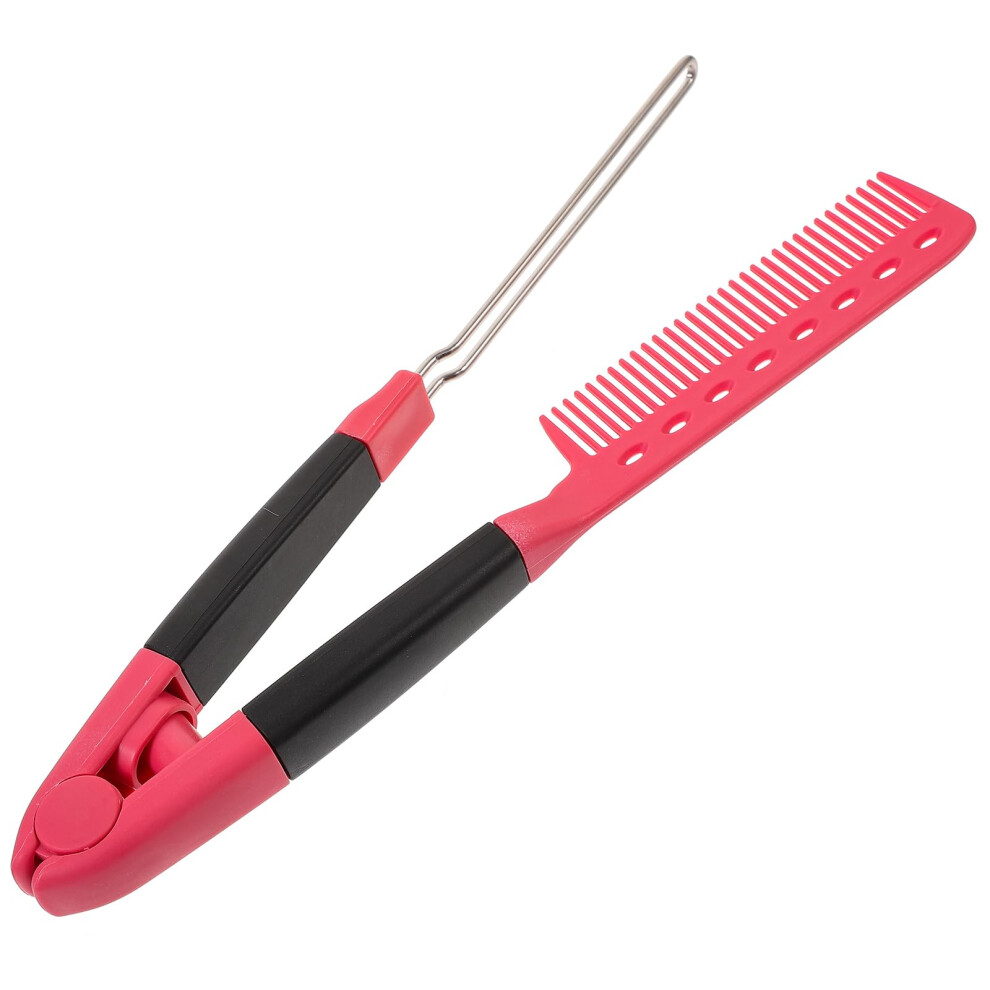 Women's Professional Hair Straightening Comb Tool For Ergonomic Handle For Home And Travel Rosy Color 1 Count Pack