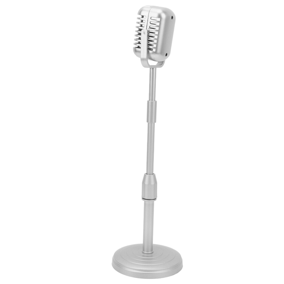 Retro Microphone Prop For Photography Copper Finish Liftable & Lightweight Silver 4631375151460