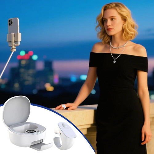 Remote Wireless Ring Controller Shutter Device Ergonomic Design Remote For Tablets And E Readers White 1