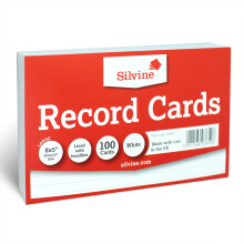 Silvine 8x5" White Record Cards - Lined with Headline, 100 Cards per Pack. Ref 585W (