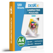 Deskit Laminating Pouches A4, Glossy, 120 Sheets, 100 Microns - Clear and Durable Pre