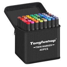 Tongfushop 40 Colored Marker Set, Colouring Pens for Adults, Dual Tip Art Alcohol Mar