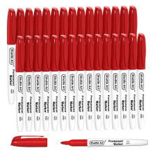 Shuttle Art 30 Pack Red Fine Tip Permanent Markers, Works on Plastic, Wood, Stone, Me