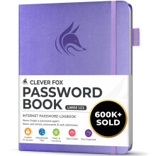 Clever Fox Password Book with alphabetical tabs. Internet Address Organizer Logbook.