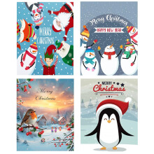 Merry Christmas Cards 24 Pack A6 Greeting Cards with Envelopes Mixed Festive Designs