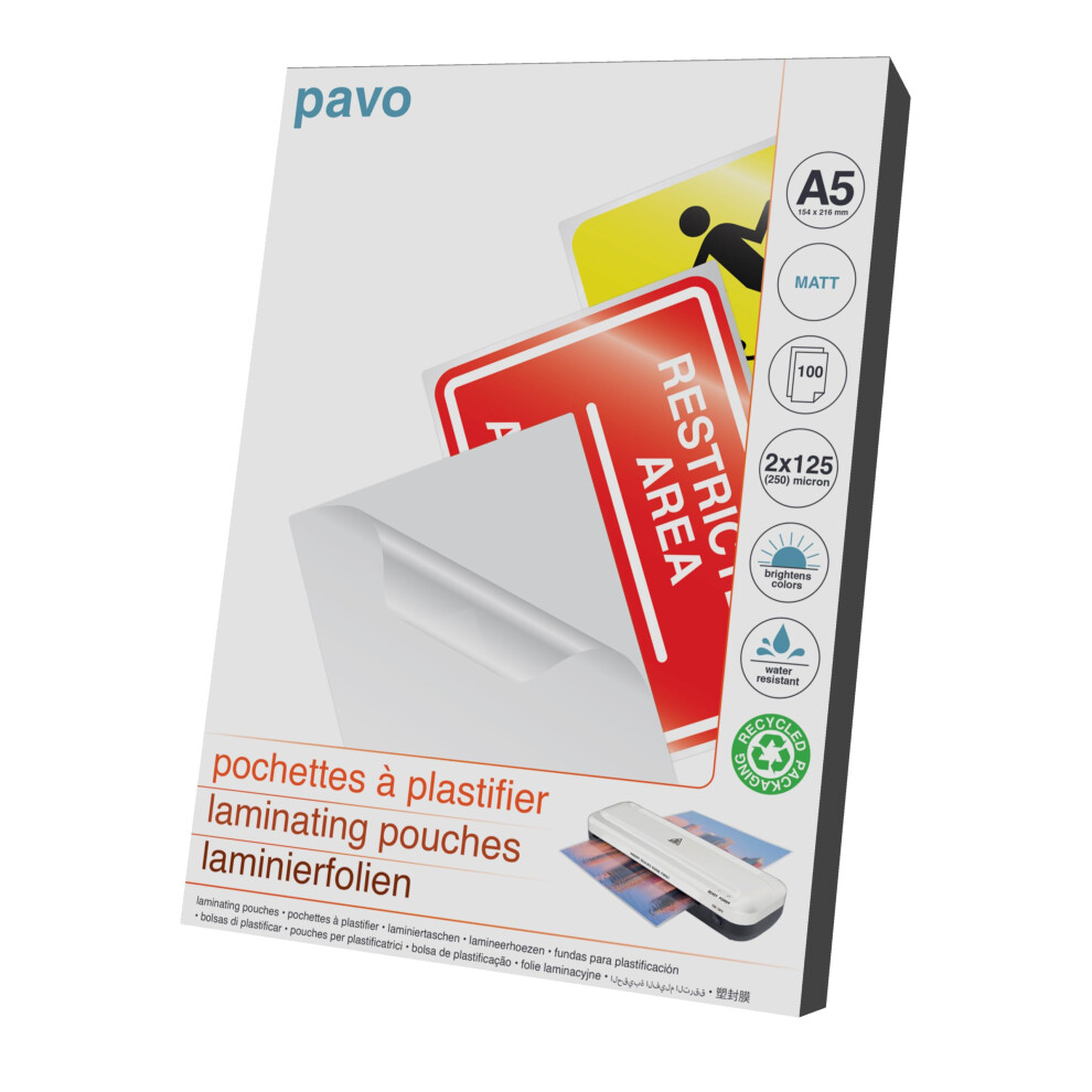 Sharpie Pavo - Laminating Pouches A5 2X125 Mic, Pack Of 100 - Matt