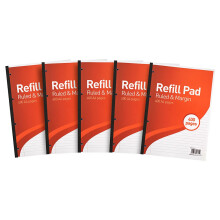 SUMMIT A4 Lined Paper, Refill Pad, 8 mm Ruled and Margin, 400 Page, Pack of 5