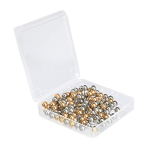Amazon Basics Map Push Pins, Plastic Head, Steel Point, Gold & Silver, 100-Count 1